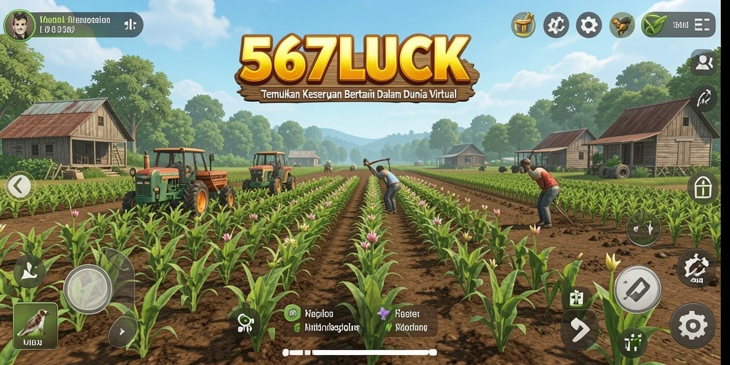 Tampilan gameplay 567LUCK yang seru dan penuh warna di dunia pertanian.
