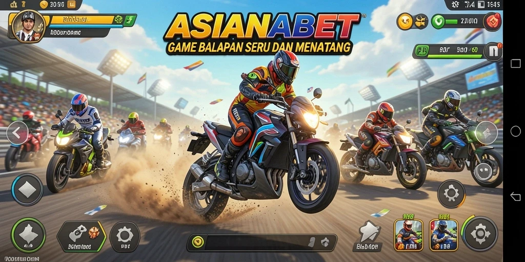 Screenshot gameplay ASIANABET menampilkan aksi balapan yang mendebarkan.