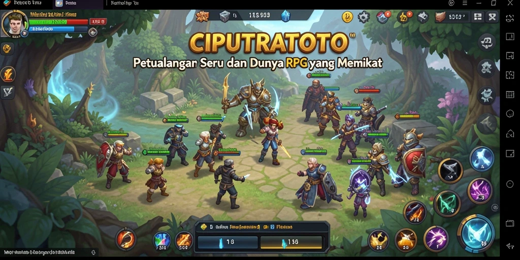 Screenshot gameplay menampilkan petualangan RPG yang seru.