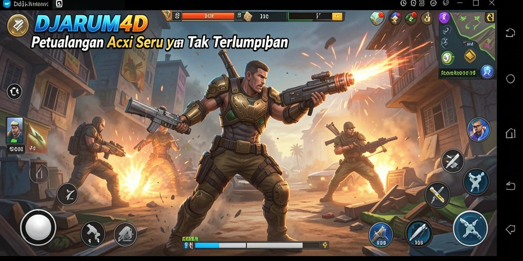 Screenshot menunjukkan aksi seru dalam DJARUM4D dengan pertarungan yang intens.