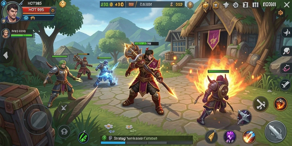 Screenshot menunjukkan gameplay mendalam dan strategi asli dari HOT985.
