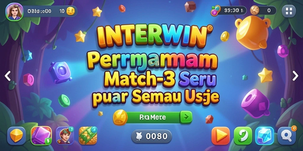Screenshot menunjukkan keseruan gameplay Match-3 INTERWIN yang penuh warna.
