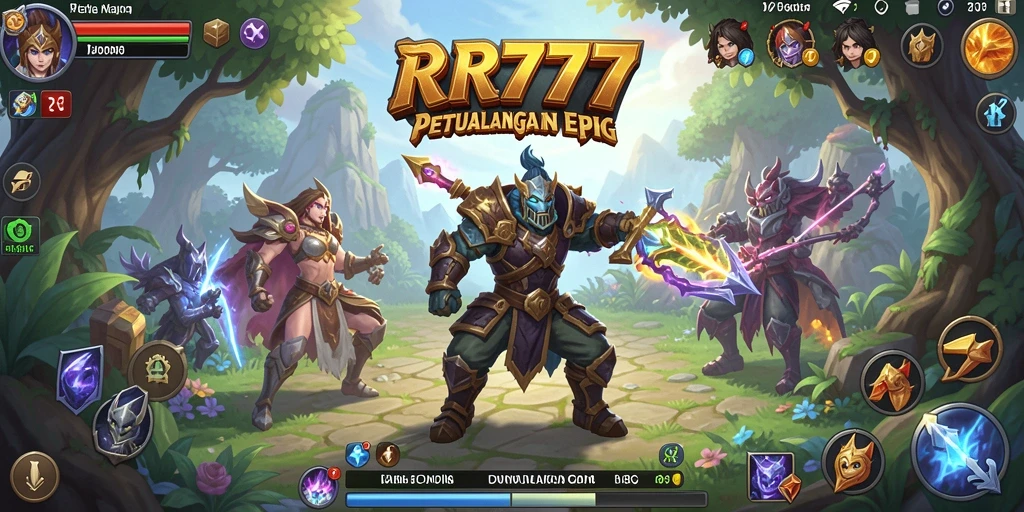 Screenshot gameplay RR777 menampilkan pertempuran epik dalam dunia RPG.