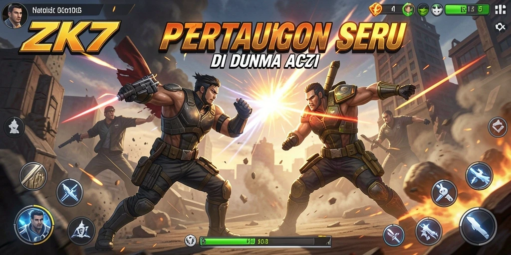 Tangkapan layar gameplay ZK7 yang menunjukkan aksi pertarungan yang mendebarkan.